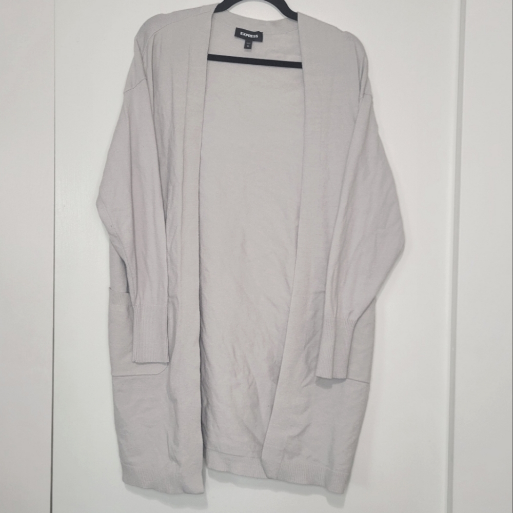 Express Light Gray Cozy Cardigan medium